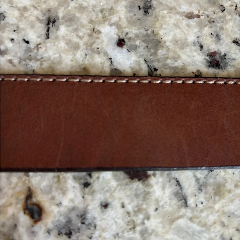 Belt Large Buckle Brown Leather Size 38